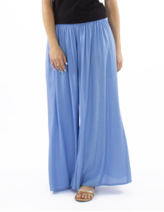 Viscose plain and loose pants with elastic belt