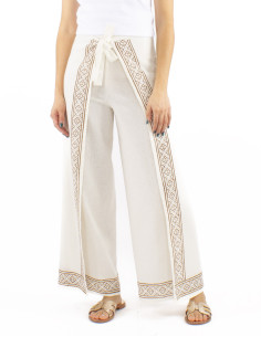 Pantalon paréo coton rustique tampons