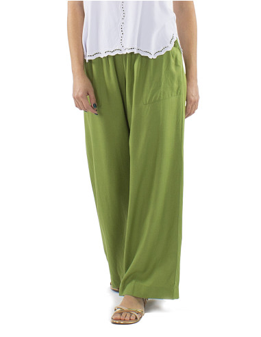 Viscose plain straight pants with elastic size