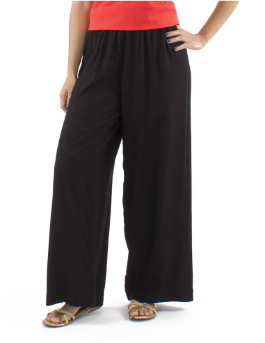 Viscose plain straight pants with elastic size