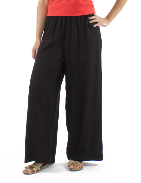 Viscose plain straight pants with elastic size