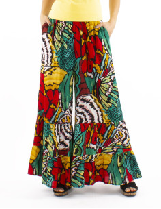 Pantalon viscose bas large imprimé Sauvage