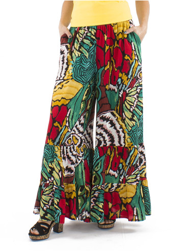 Viscose large bottom pants with Sauvage print