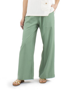 54% linen 46% viscose pants with large elastic belt 2