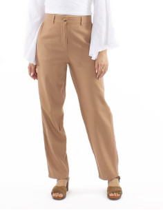Pantalon 70% viscose 30% linen pants with 1/2 elastic belt