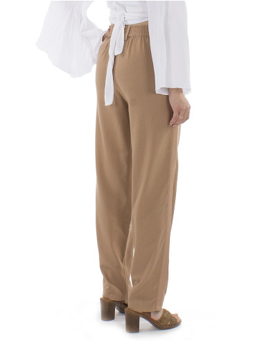 Pantalon 70% viscose 30% linen pants with 1/2 elastic belt