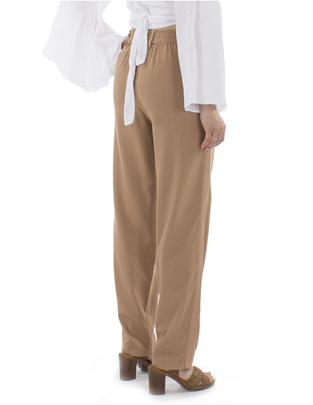 Pantalon 70% viscose 30% linen pants with 1/2 elastic belt