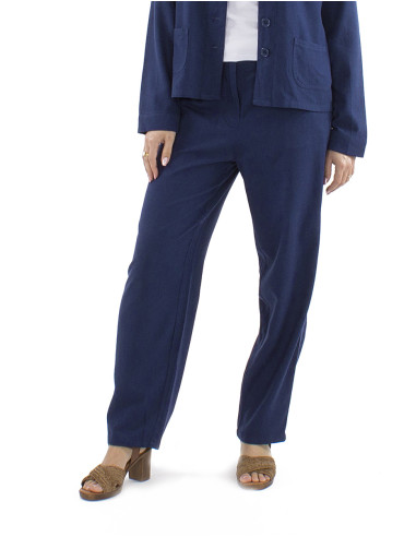 Pantalon 70% viscose 30% linen pants with 1/2 elastic belt