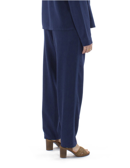 Pantalon 70% viscose 30% linen pants with 1/2 elastic belt