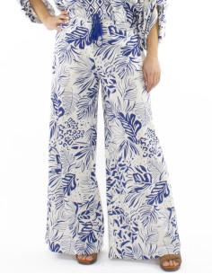 Pantalon 70% viscose 30% 2 boutons imprimé Nature