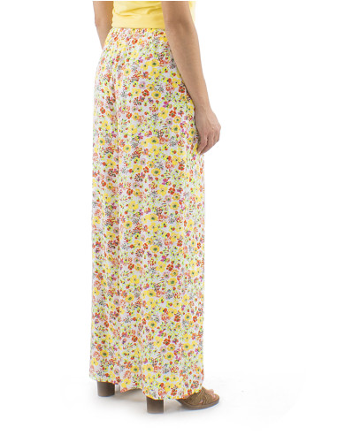 Viscose pants with large elastic belt and Pretty print