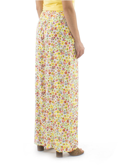 Viscose pants with large elastic belt and Pretty print