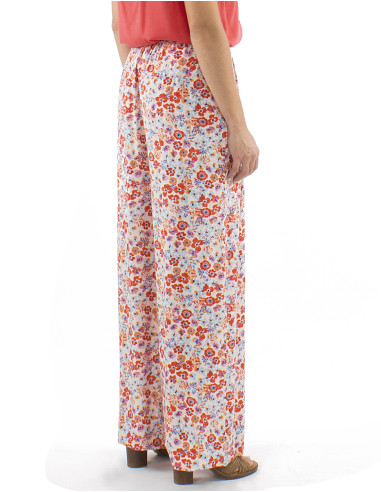 Viscose pants with large elastic belt and Pretty print