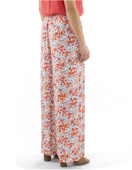 Viscose pants with large elastic belt and Pretty print