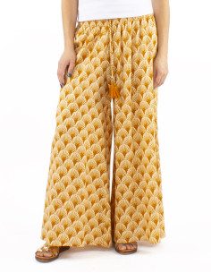 Cotton bell-bottomed pants