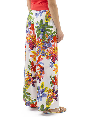 Pareo viscose pants with Hawaiian print