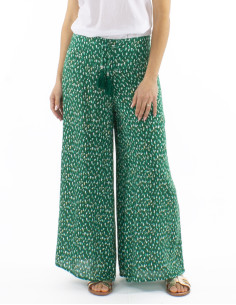 Viscose pants with large elastic belt and Feline print 2