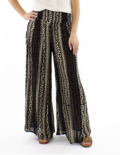 Viscose crepe white/black pants