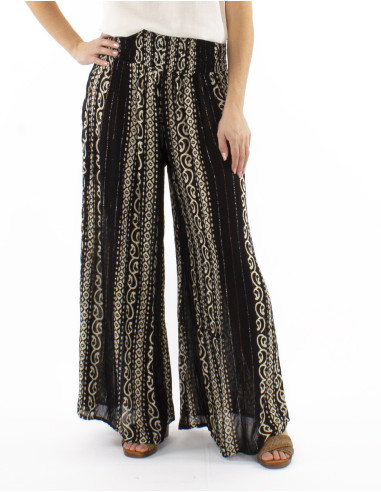 Viscose crepe white/black pants