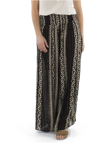 Viscose crepe white/black pants