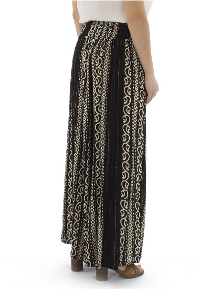 Viscose crepe white/black pants