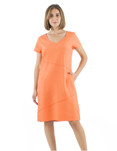 Robe col V manches courtes