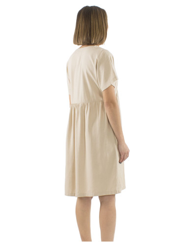 Robe 54% lin 46% viscose col V manches courtes