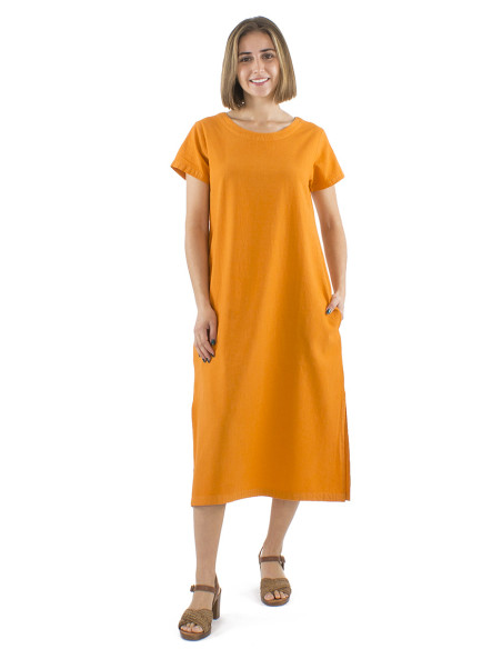 Robe longue coton sw manches courtes