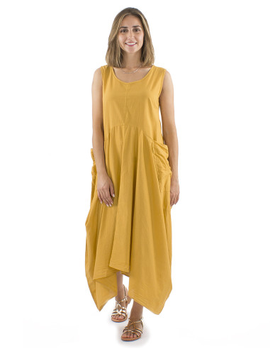 Long cotton sw sleeveless dress