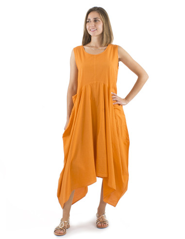 Long cotton sw sleeveless dress