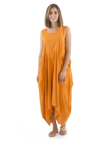 Long cotton sw sleeveless dress