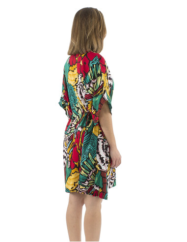 Robe kaftan viscose imprimé Sauvage