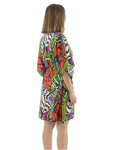 Robe kaftan viscose imprimé Sauvage