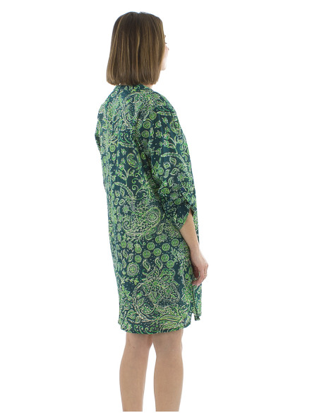 Cotton voile tunic dress with Herma print
