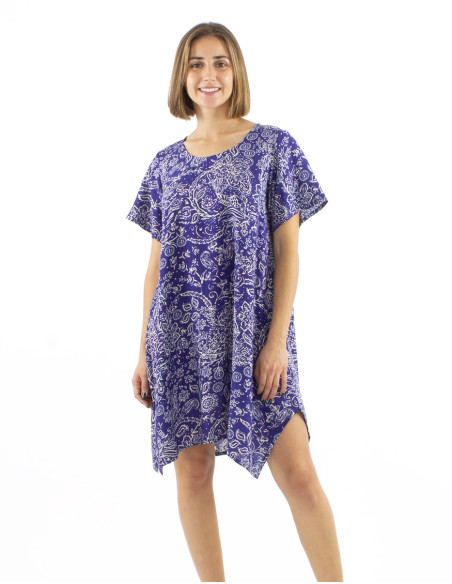 Viscose dress with mama short sleeves and Herma print