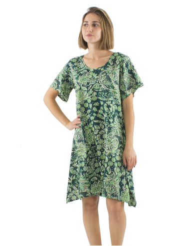 Viscose dress with mama short sleeves and Herma print