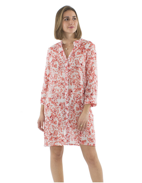 Cotton tunic dress with 3/4 sleeves and Bali24 print