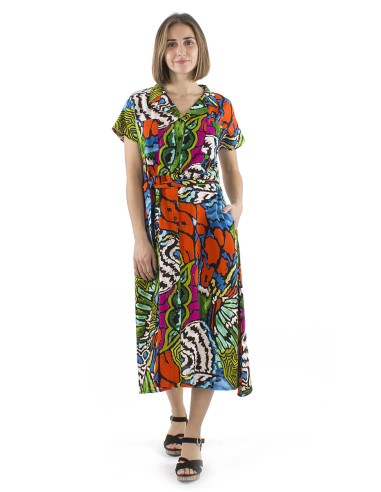 Robe viscose manches courtes imprimé Sauvage