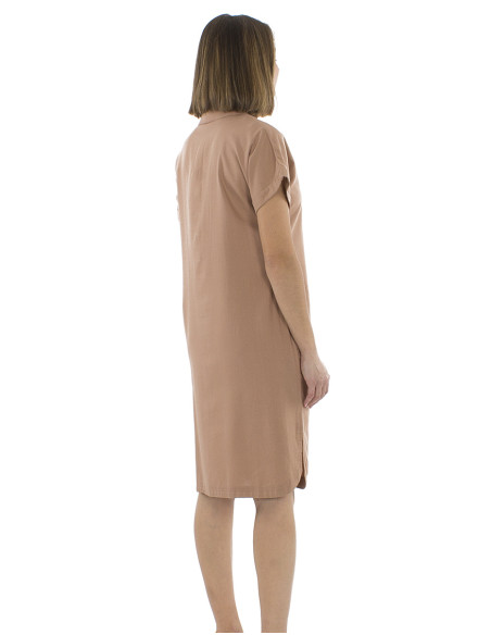 Robe 54% lin 46% viscose col manches courtes