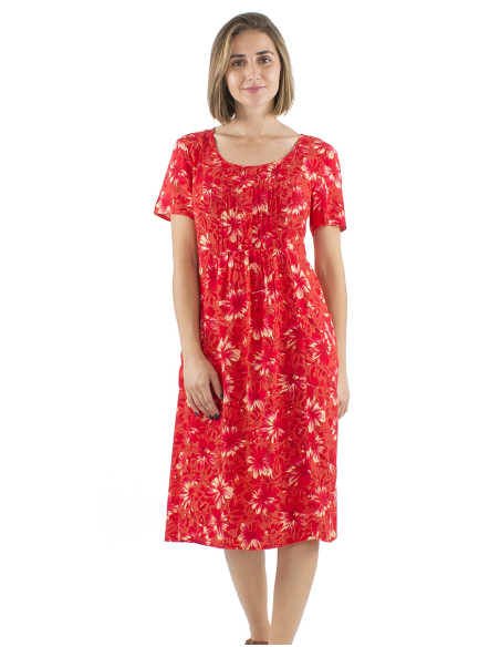 Robe viscose manches courtes col rond imprimé Cassandra