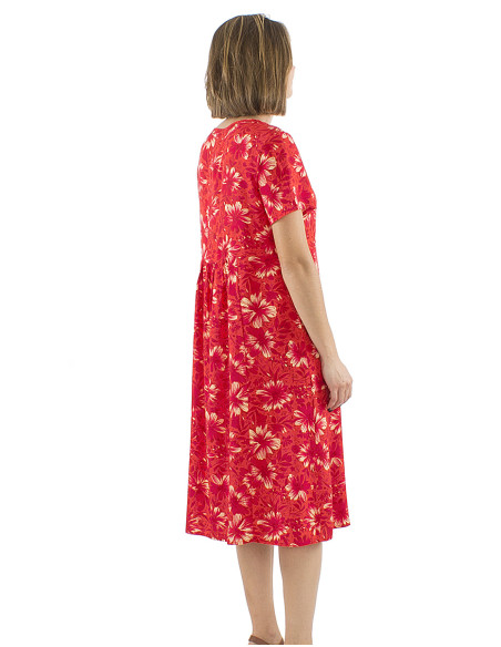 Robe viscose manches courtes col rond imprimé Cassandra