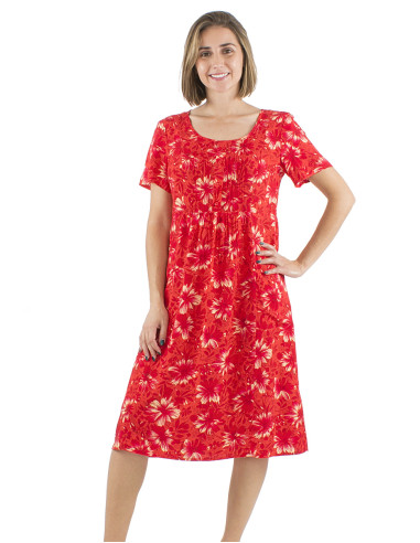 Robe viscose manches courtes col rond imprimé Cassandra