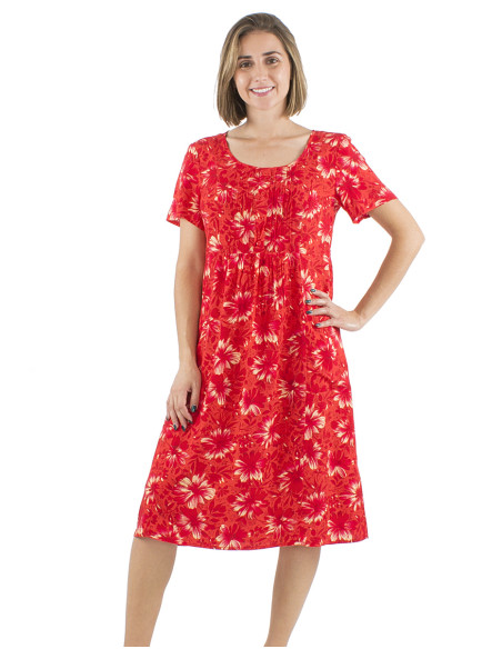 Robe viscose manches courtes col rond imprimé Cassandra
