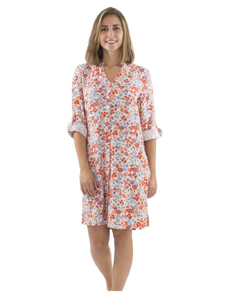 Robe tunique viscose manche 3/4 imprimé Pretty
