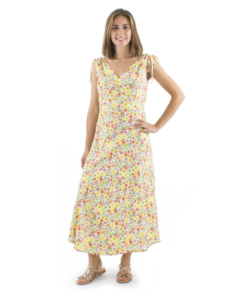 Viscose sleeveless 5 buttons dress with Pretty print