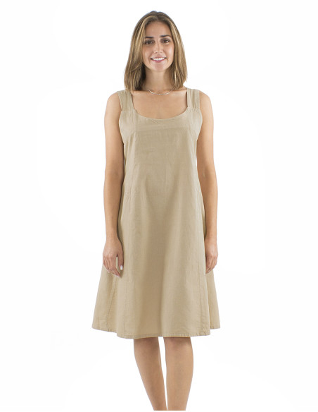 Cotton plain sw dress with large stripes