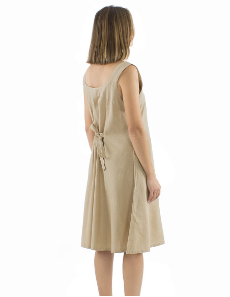 Cotton plain sw dress with large stripes