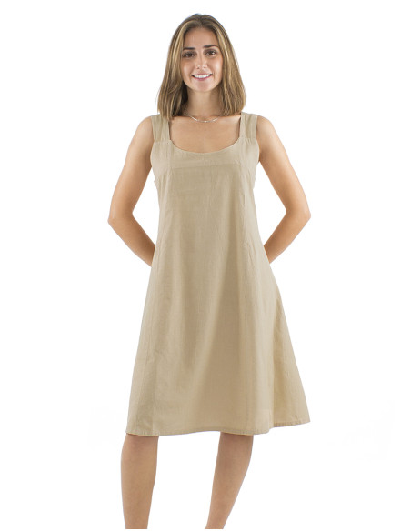 Cotton plain sw dress with large stripes