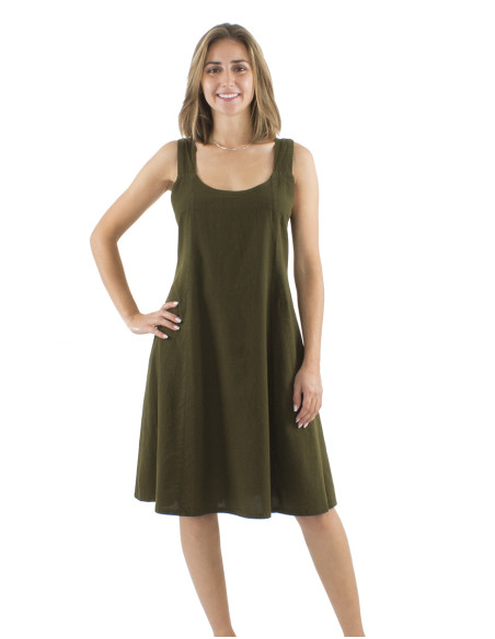 Cotton plain sw dress with large stripes