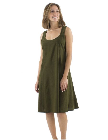 Cotton plain sw dress with large stripes